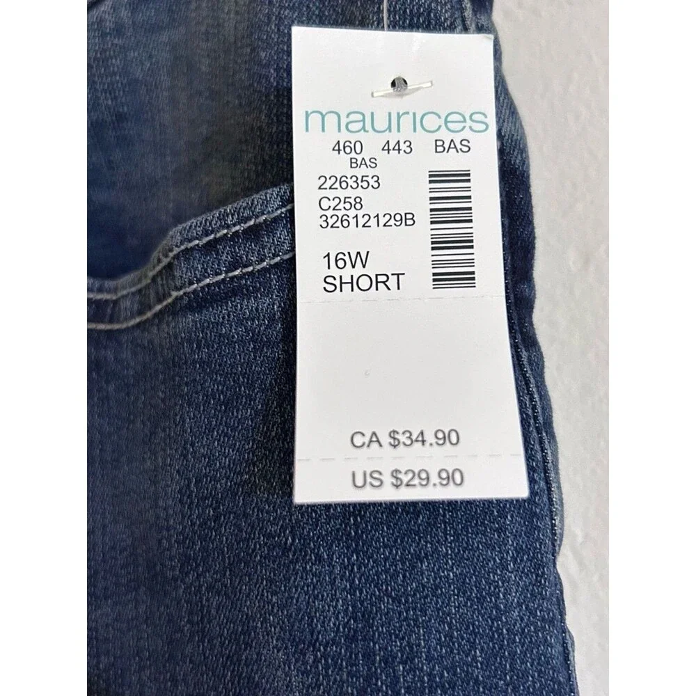 Maurice’s Short High Rise Curvy Women’s Jeans Straight NWT Dark Blue Size 16